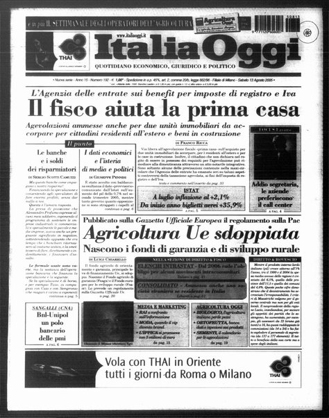 Italia oggi : quotidiano di economia finanza e politica